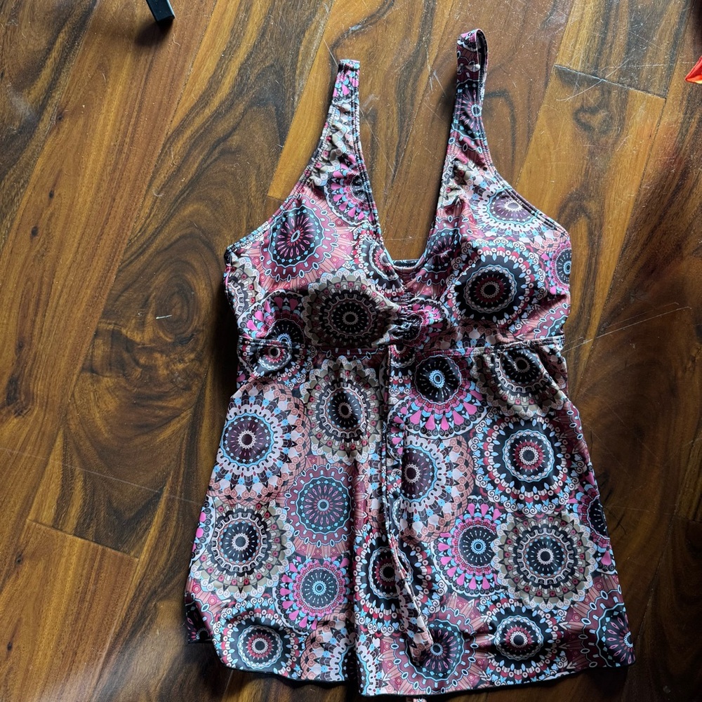Chic Mandala Swim Camisole in Pink and Brown